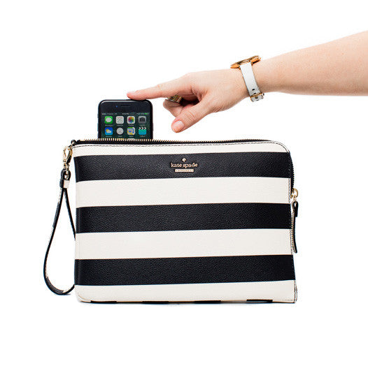 Kate Spade Leo Houston Street Black and Cream Striped Handbag – Stylized  Thrift Boutique